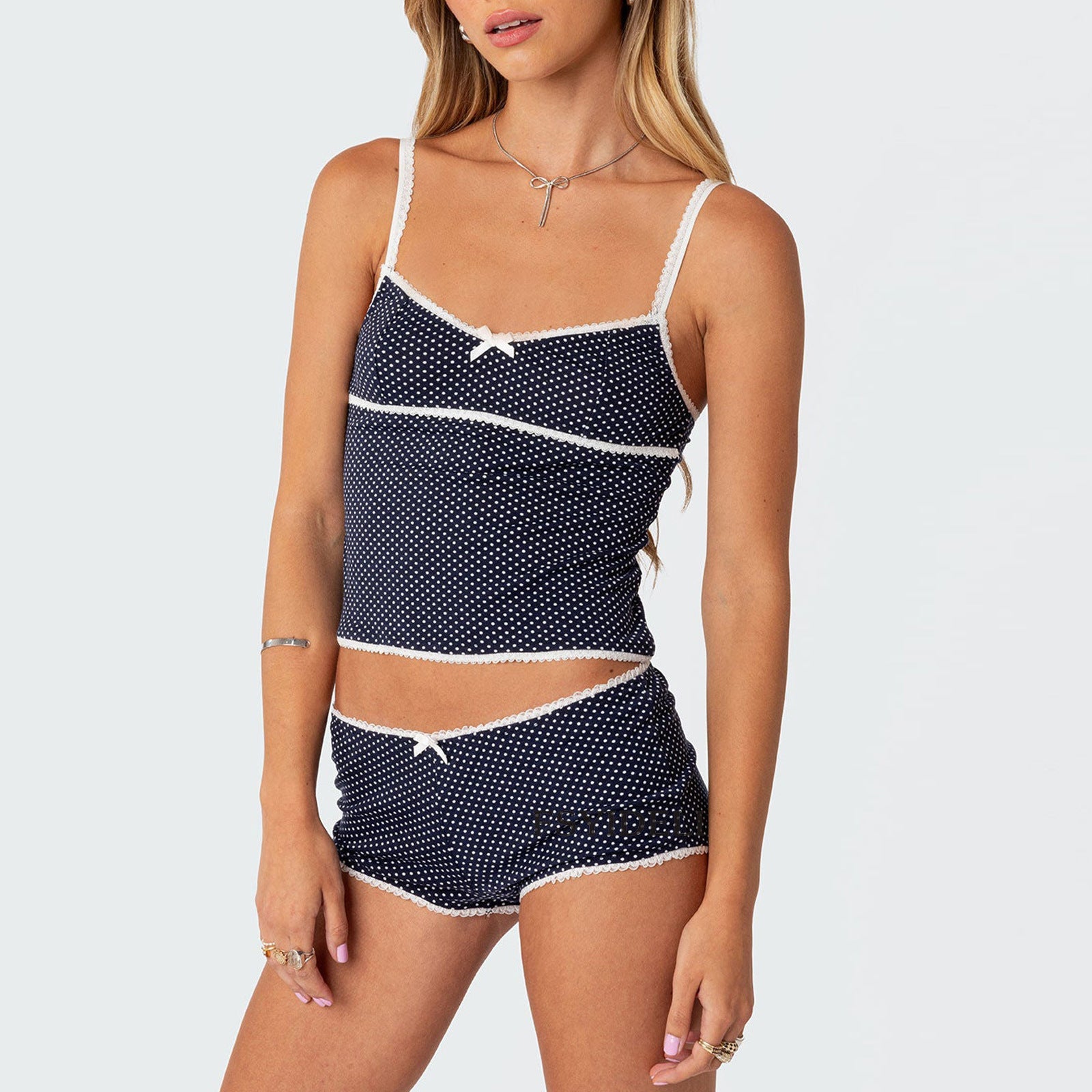 Top Lace Stitching Sexy Shorts Two-piece -
