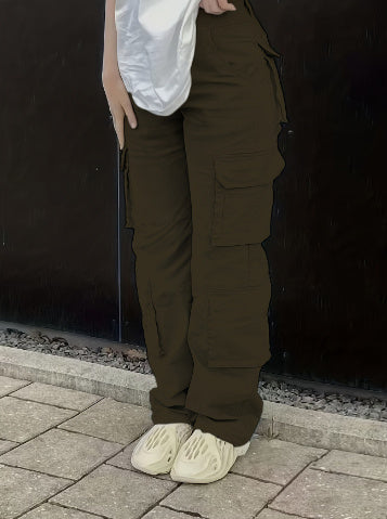 Women's Six-pocket Ins Overalls New Casual Trousers -