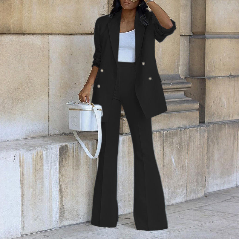 Casual Fashion Suit Wide Leg Pants Two Piece -