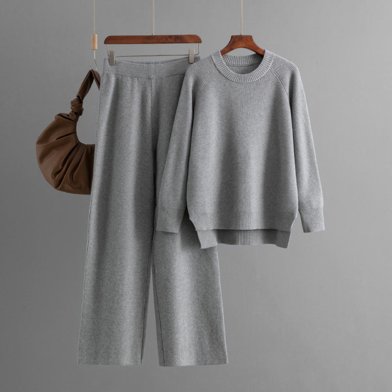 Loose Knitted Long Sleeves Two-piece Set For Women -