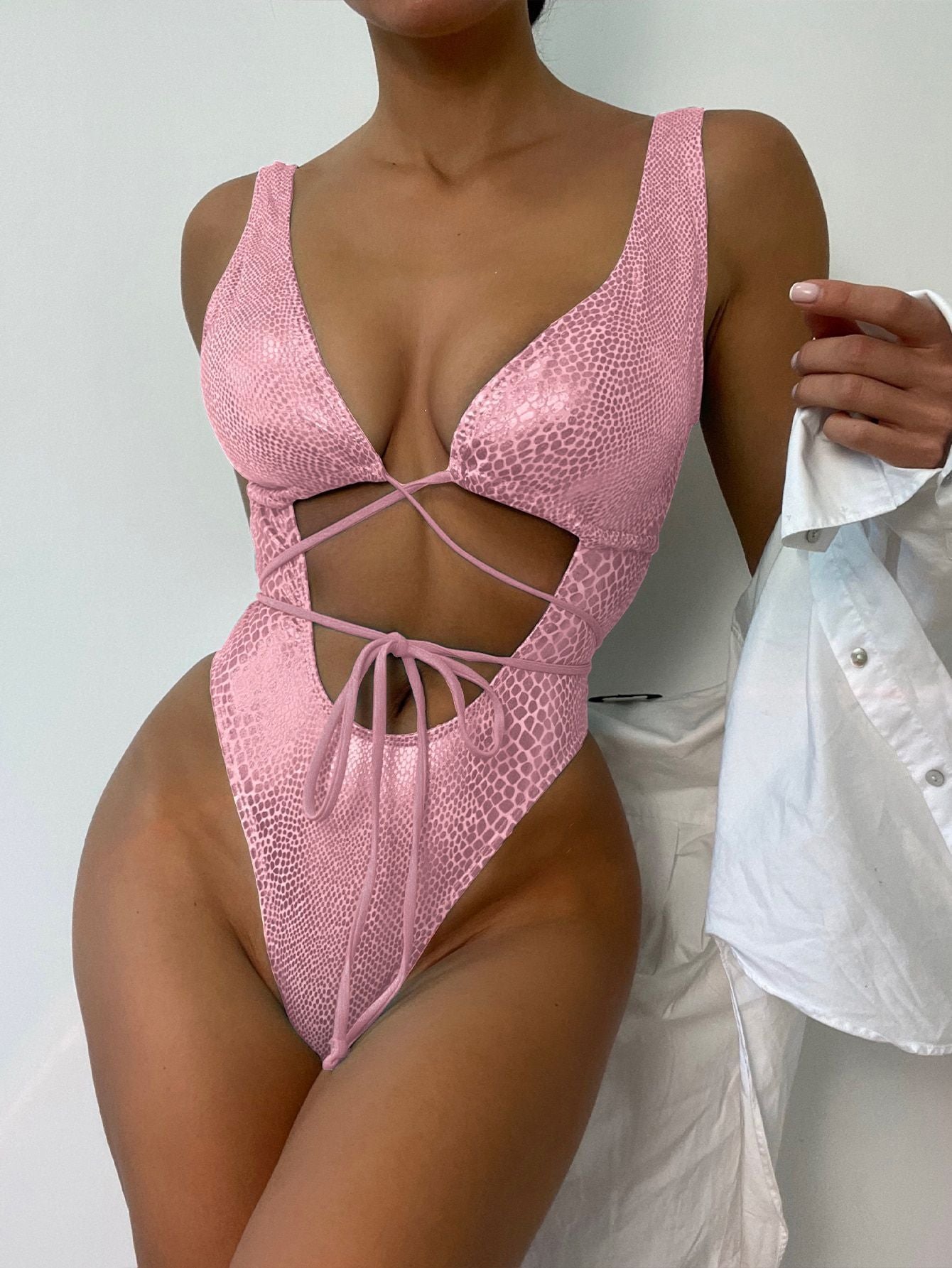 Women's Bikini One Piece Swimsuit Strappy Lace Up Swimwear Bathing Suit -