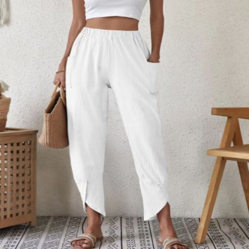 Solid Color Casual Jogger Pants Loose Pockets Diablement Fort Skinny Pants -