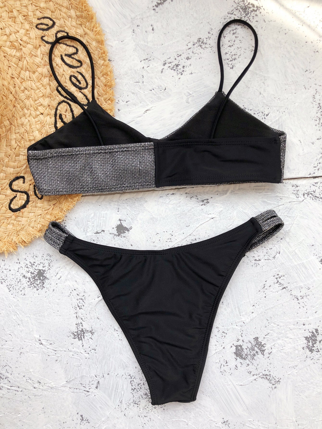 Sexy Ladies Split Swimsuit In Glitter Bikini -