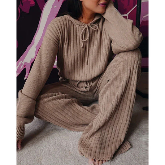 Women's long sleeve loose hooded casual suit -