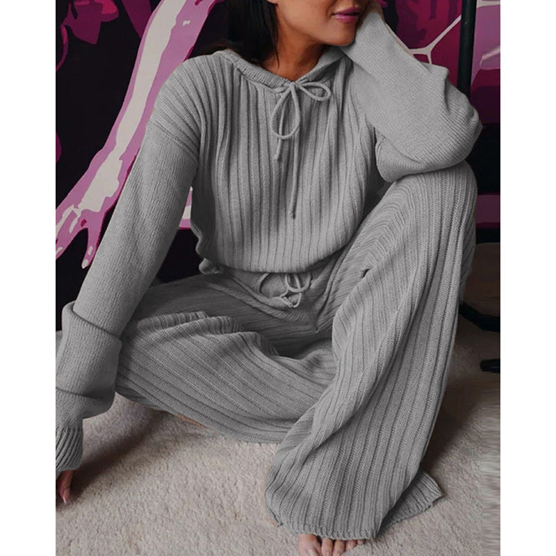 Women's long sleeve loose hooded casual suit -
