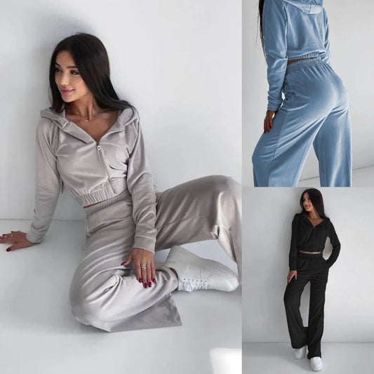 European Hat Casual Sweatshirt Outfit Two-piece Set -