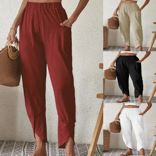 Solid Color Casual Jogger Pants Loose Pockets Diablement Fort Skinny Pants -