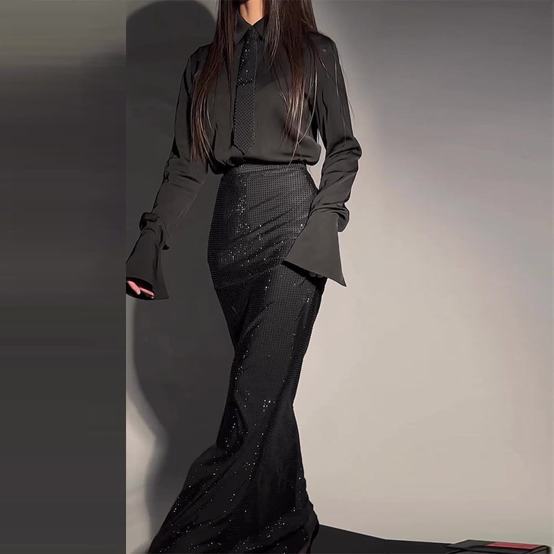 Heavy Industry Hot Diamond Split Wrap Hip Skirt Set -