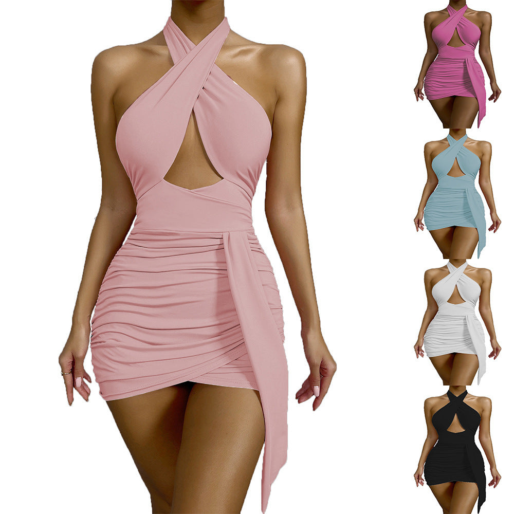 Rochie Bodycon Senzuală - Spate Crăpat & Culori Uni -