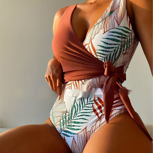 Women's Backless Contrast Colors Slimming Korean-style One-piece Tankini Swimsuit -