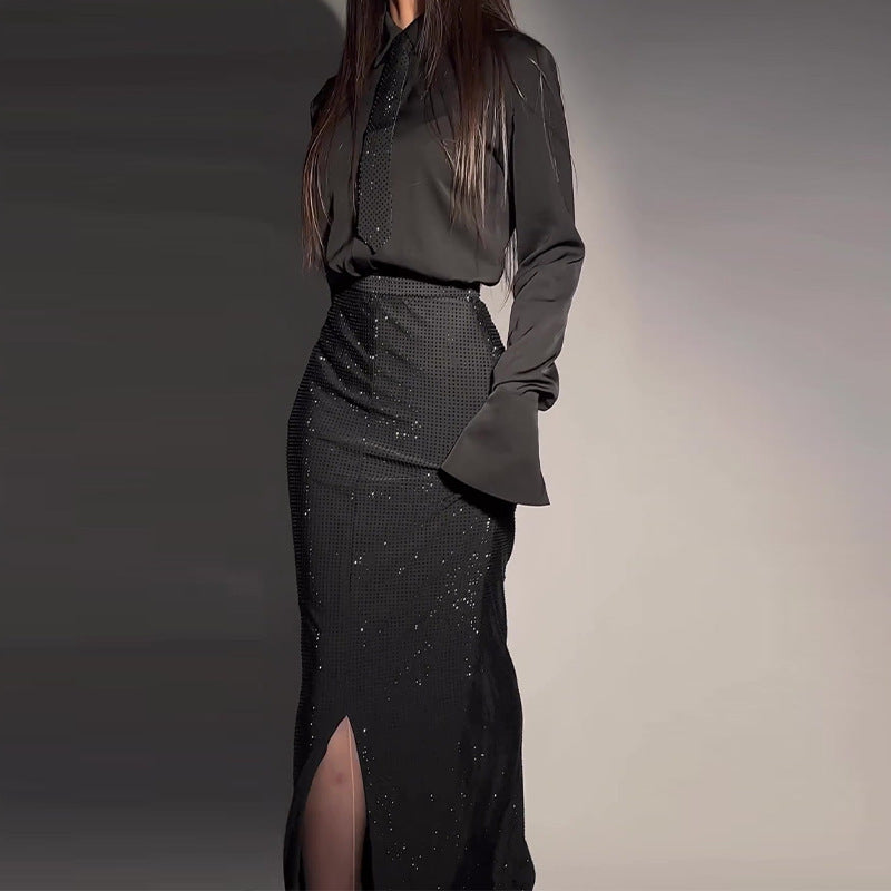 Heavy Industry Hot Diamond Split Wrap Hip Skirt Set -
