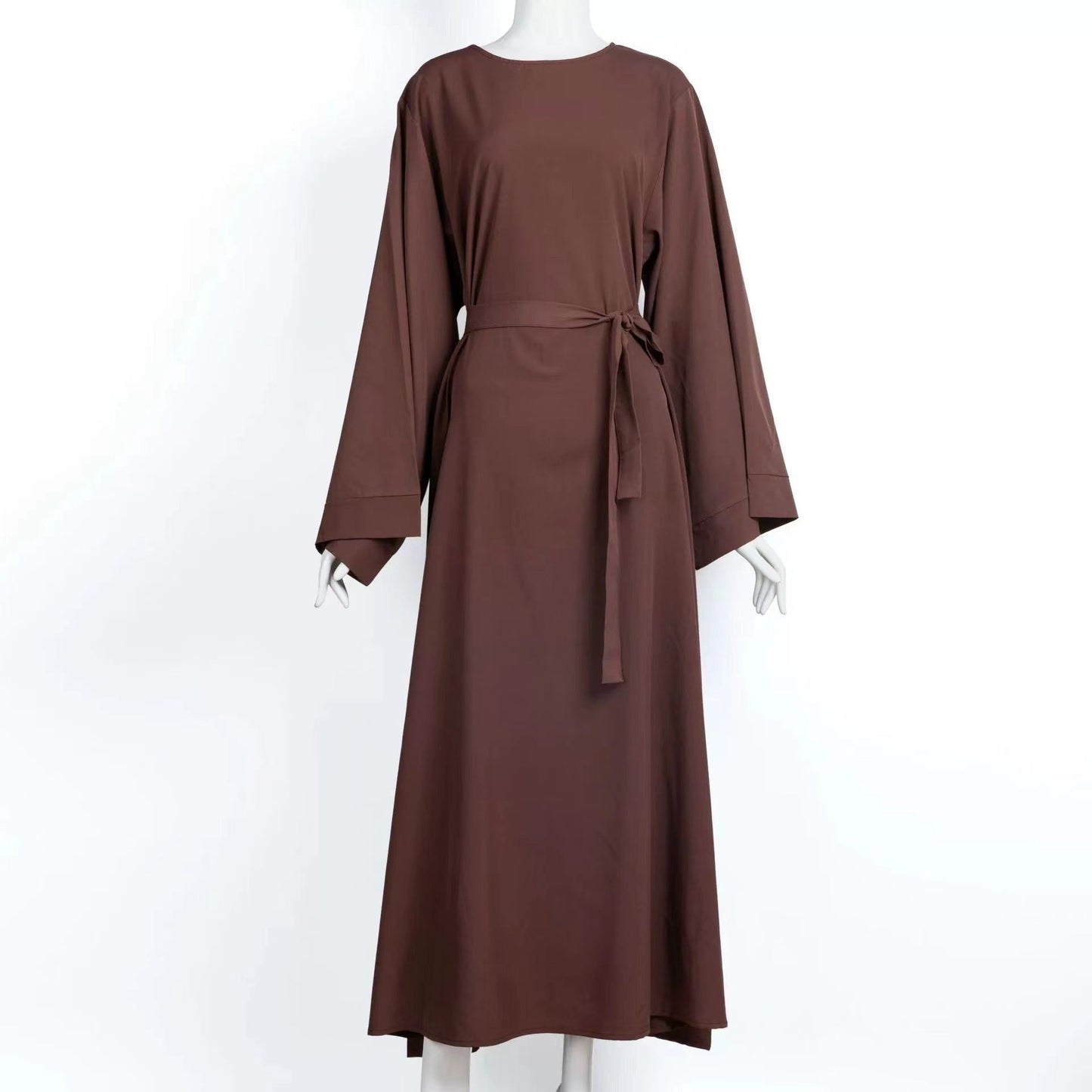 Solid Color Plus Size Lace-up Muslim Dress -