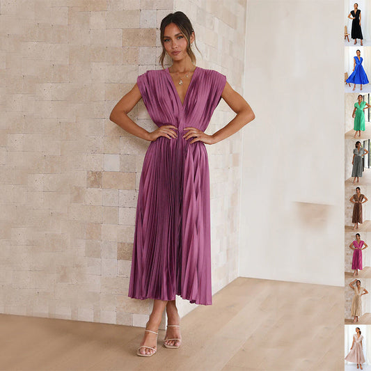 Rochie Vara Pliuri Fluide: Fermoar Decorativ & Silueta Lejeră 2025 -
