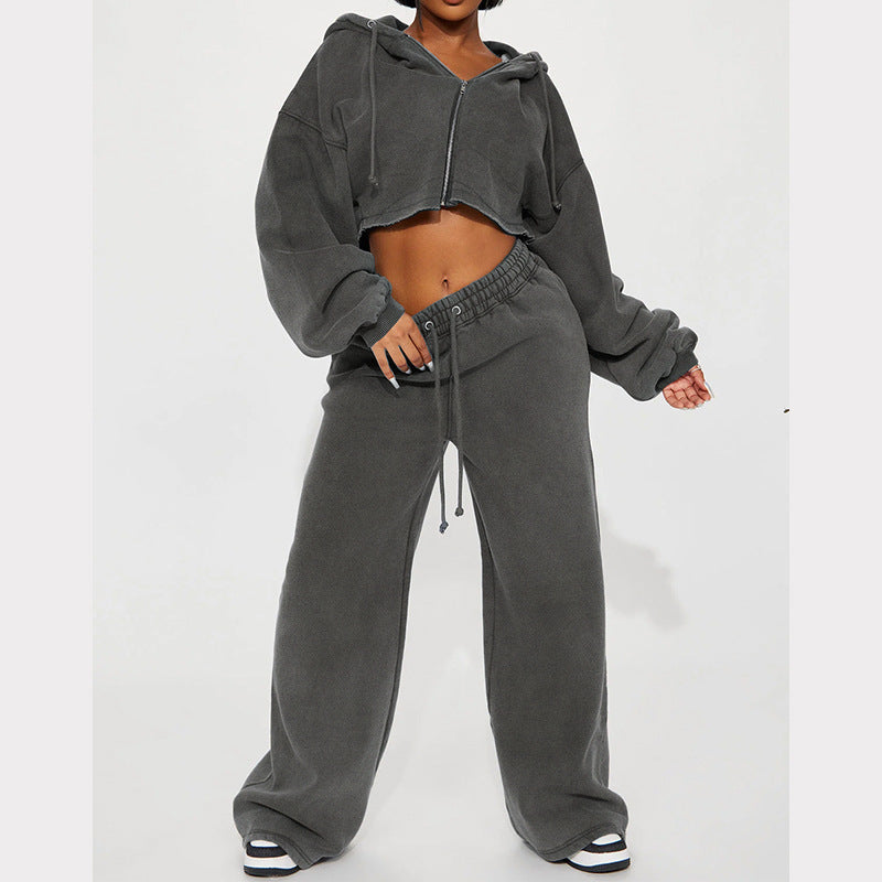 Costum Relax Cardigan Glugă - Pantaloni Oversized -