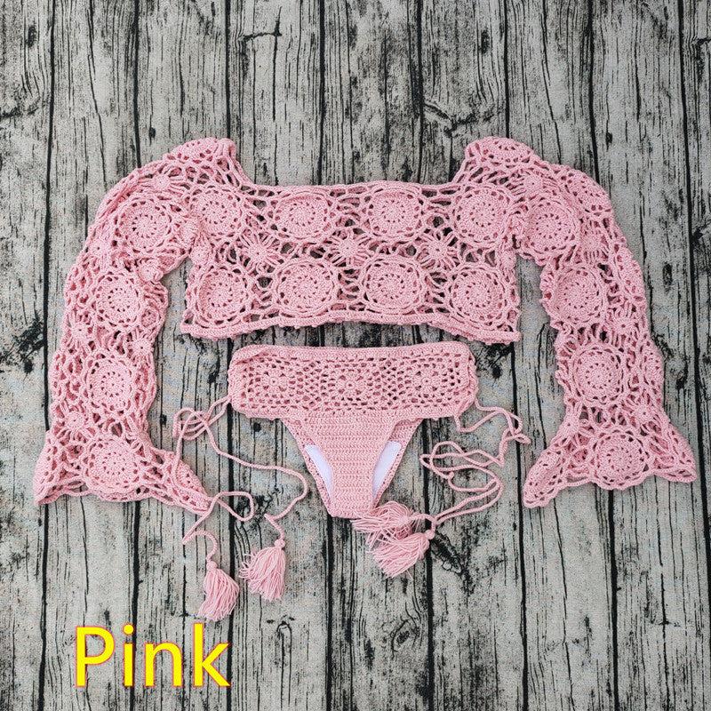 Europe And America Hand Crochet Bikini Set -