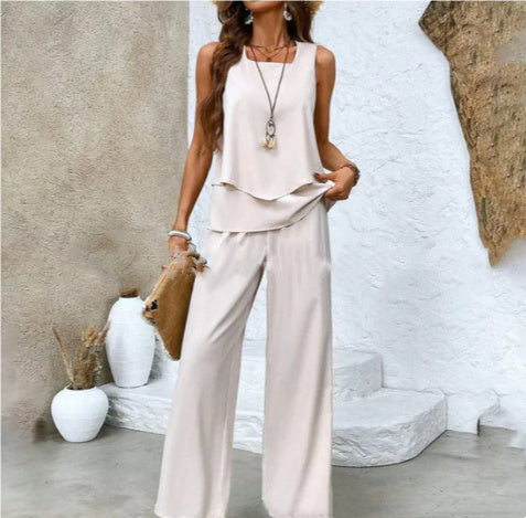 Set Vară Imprimat: Top Fără Mâneci, Pantaloni Lejeri -