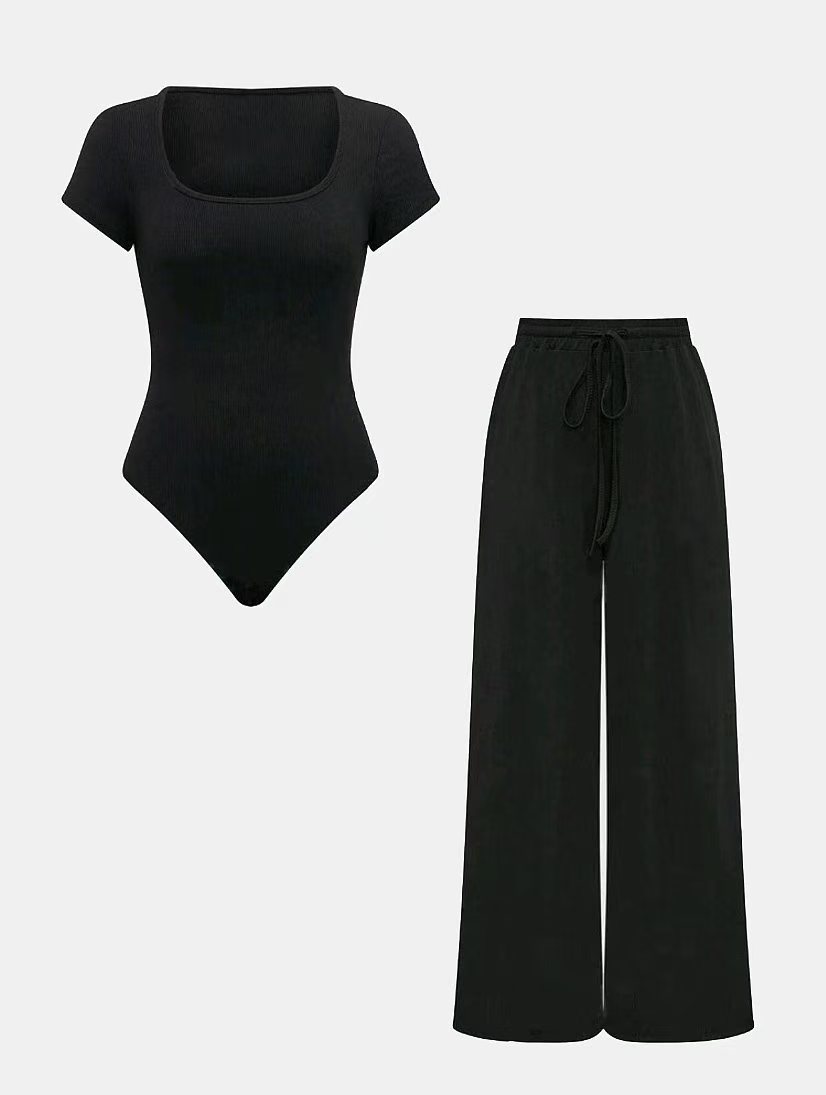 Set 2 Piese - Jumpsuit Dungi Îngropate & Piesă Coordonată -