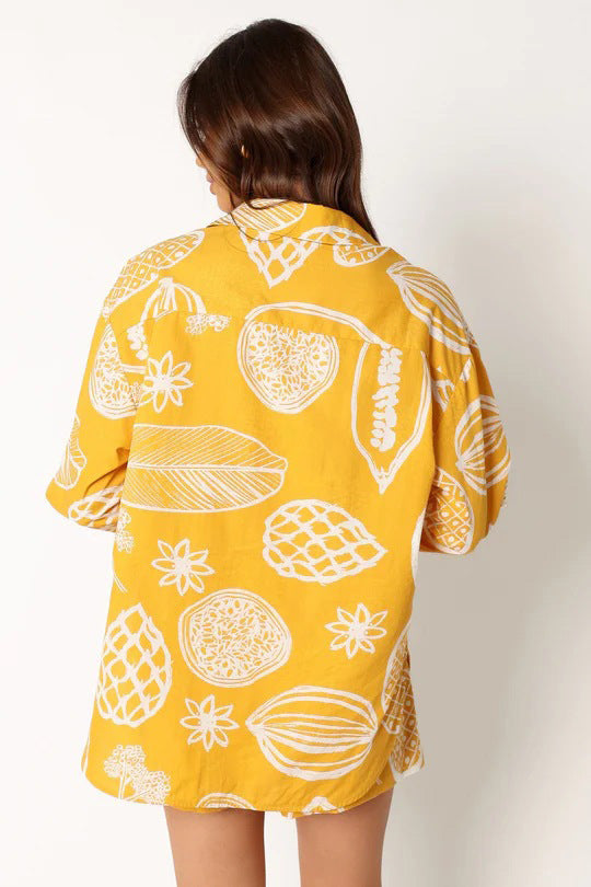 Early Autumn Casual Premium Fruit Printed Shorts Cardigan Suit -