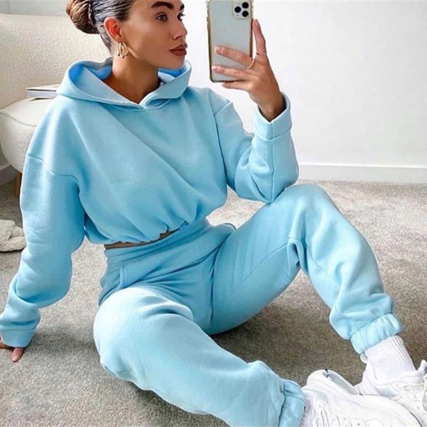 Jogging Suits For Women 2 Piece Sweatsuits Tracksuits Sexy Long Sleeve HoodieCasual Fitness Sportswear -