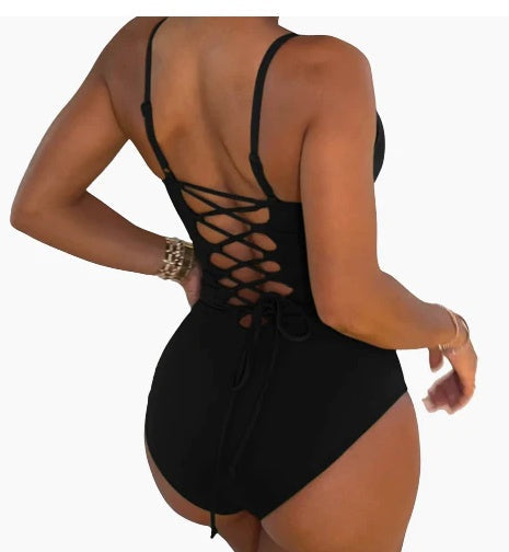 Costum Baie One-Piece, Spate Sireturi - Triunghi Senzual, Vara 2025 -