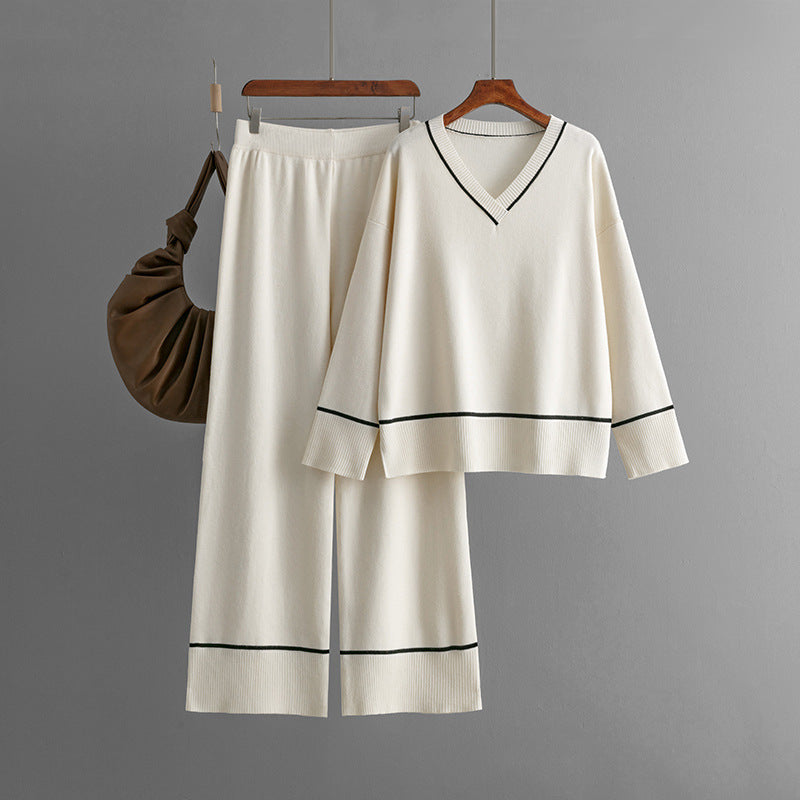 New Loose Casual Sweater Pullover Two-piece Dress Of Knitted Sweater -