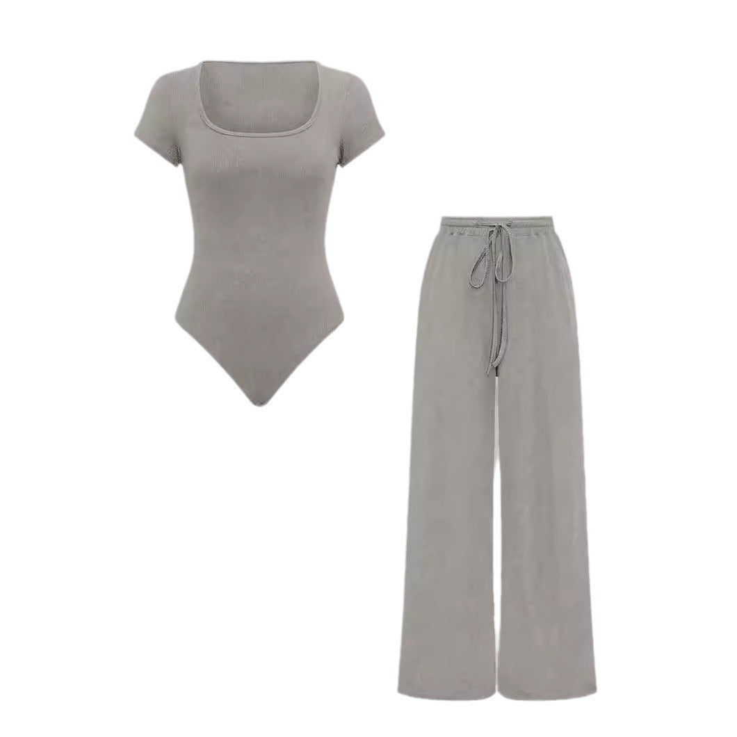 Small Sunken Stripe Jumpsuit Fashion Two-piece Set Women's Clothing -