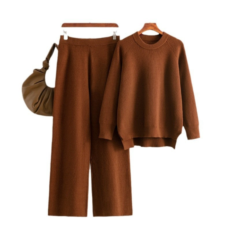 Loose Knitted Long Sleeves Two-piece Set For Women -