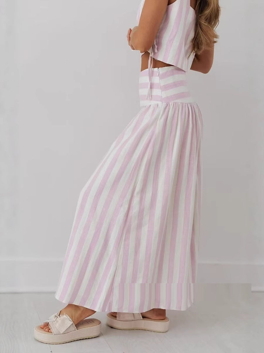 Women's Vacation Style Swing Skirt Mid-length Umbrella Skirt Suit -