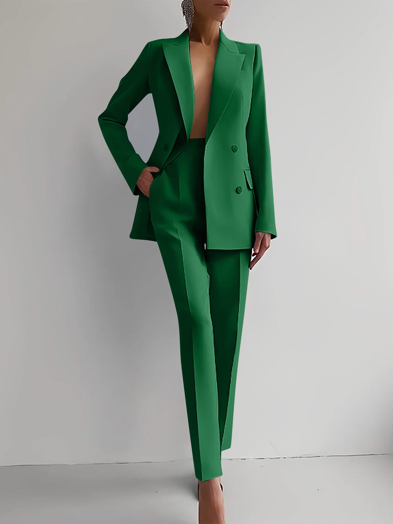 Casual Suits Fashion Long Sleeve Single-breasted Jacket Top And Slim Fit Trousers Women's Business Suits -