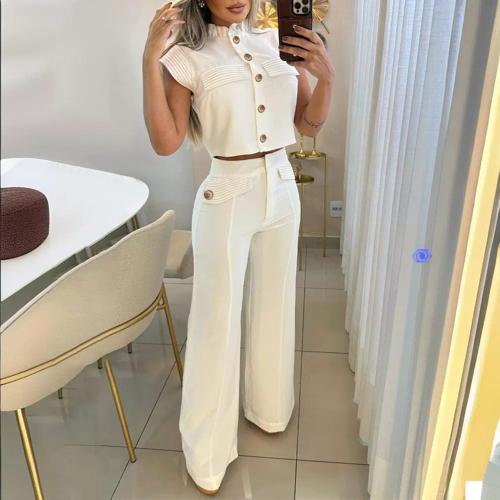 Striped Stitching Single-breasted Women's Suit -