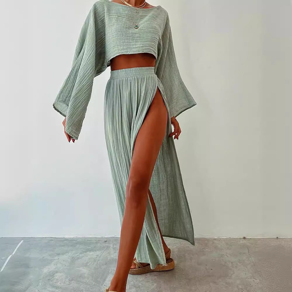 Leisure Vacation Linen Blended Short Cotton And Linen Casual Two-piece Suit -