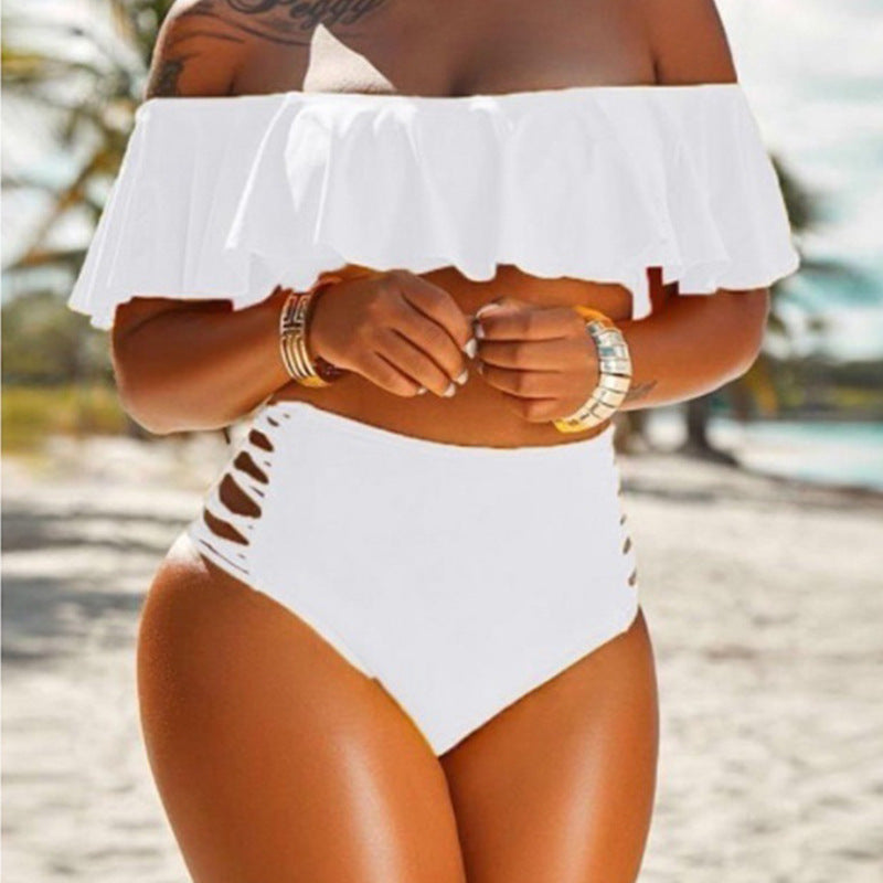 New Split Swimsuit Off-shoulder Ruffled Split Beach Bikini -