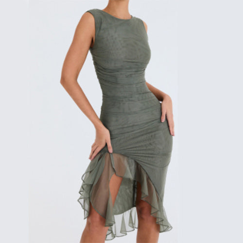 Rochie Party Silueta Skinny - Fără Mâneci, Vară 2025, Club Dresses, Culori Uni -