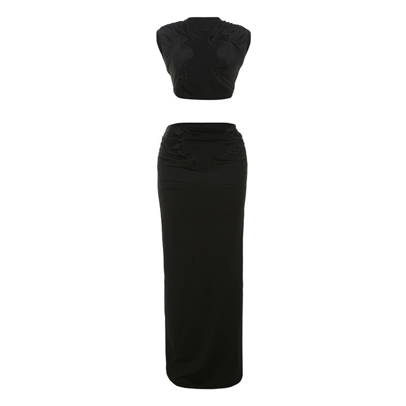 Fashion Trend Hollow-out Navel Sleeveless High Waist Suit -