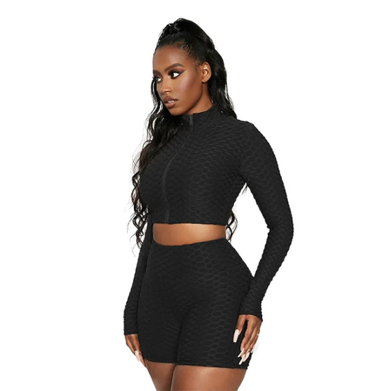 Women's Tracksuit Yoga Fitness Suit Activewear Set Tummy Control Butt Lift Long Sleeve Sport Clothing -