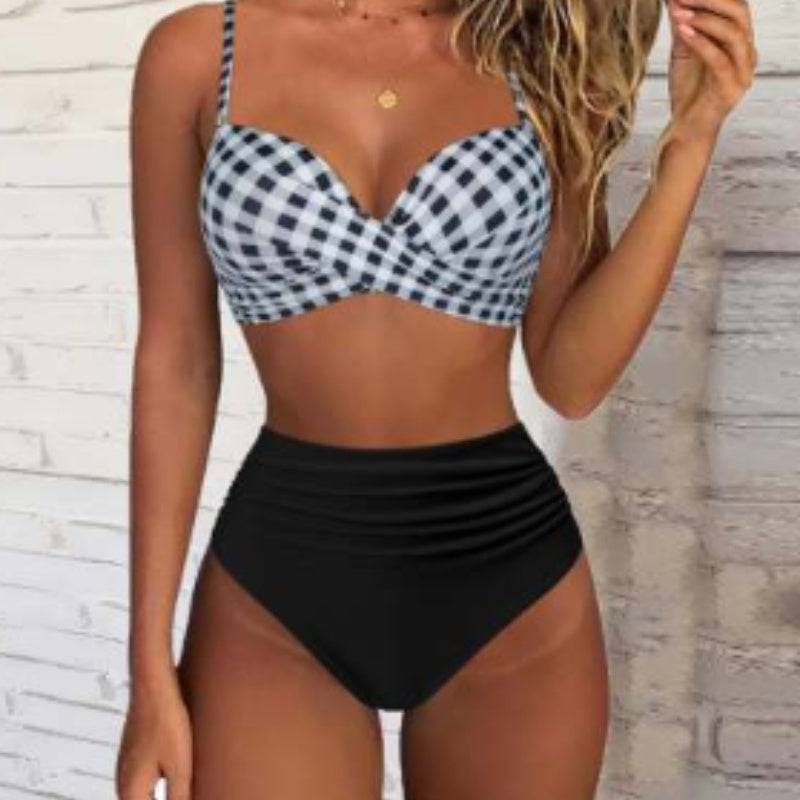 Printed Two-piece Push-up Bikini High Waist Swimsuit -