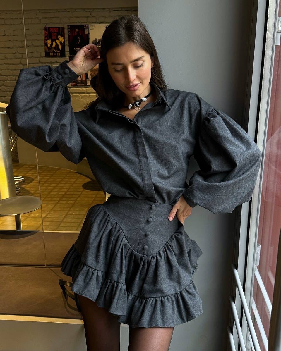 Women's Plaid Design Ruffled Suit -