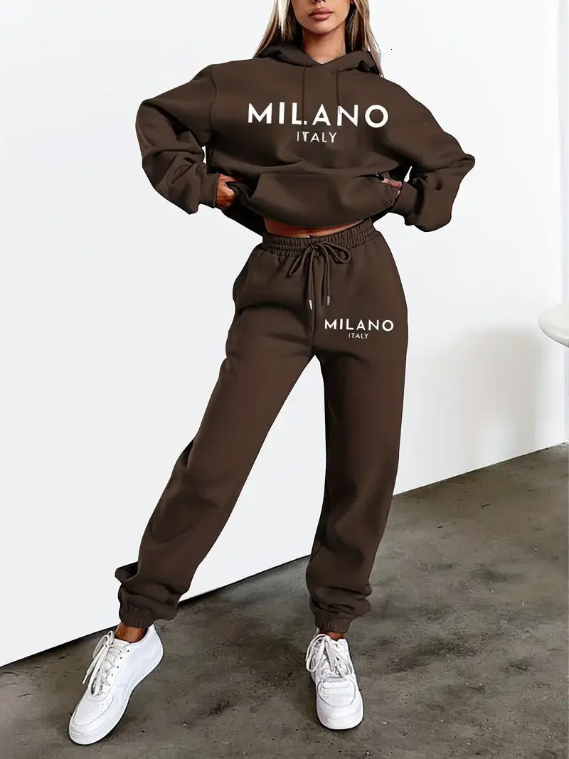Women's Fashion Printed Hoodie Suit -