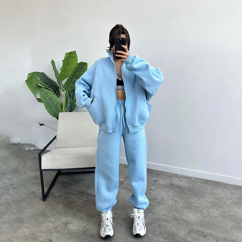 Set Trening Feminin - Bluză Zipper, Pantaloni Jogger -
