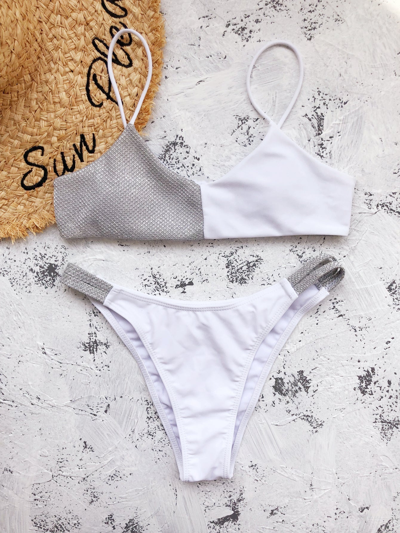Sexy Ladies Split Swimsuit In Glitter Bikini -