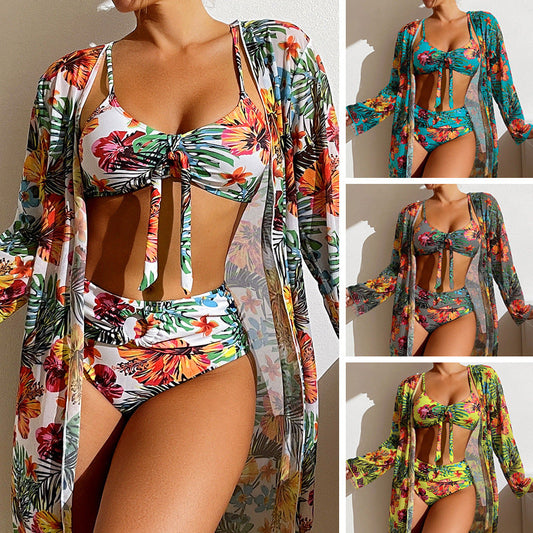 Swimwear Long Sleeved Blouse Three Piece Suit -
