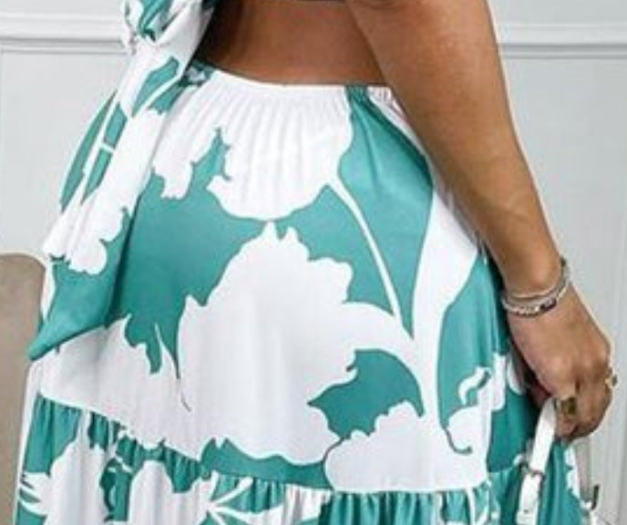 Off The Shoulder Print Cutout Lace Youth Cute Dress -