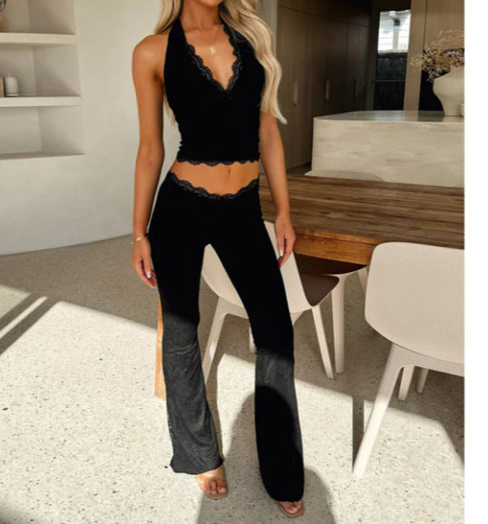 Women's Lace Athletic Clothing Blouse And Pants -