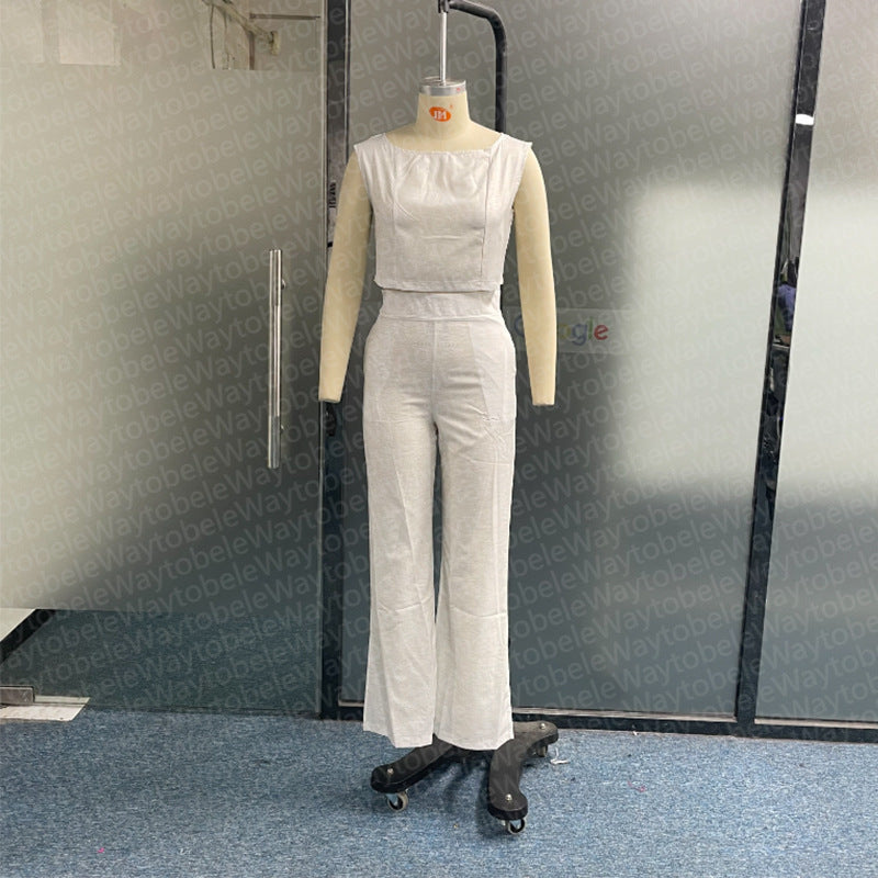 High Waist Fashion Wide Leg Pants Suit -
