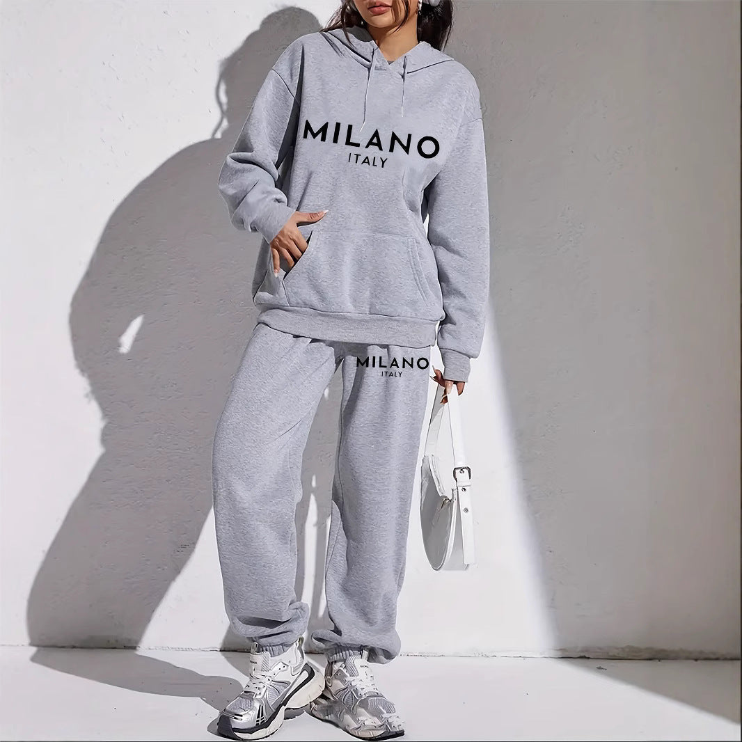 Women's Fashion Printed Hoodie Suit -