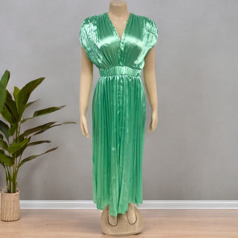 Rochie Vara Pliuri Fluide: Fermoar Decorativ & Silueta Lejeră 2025 -