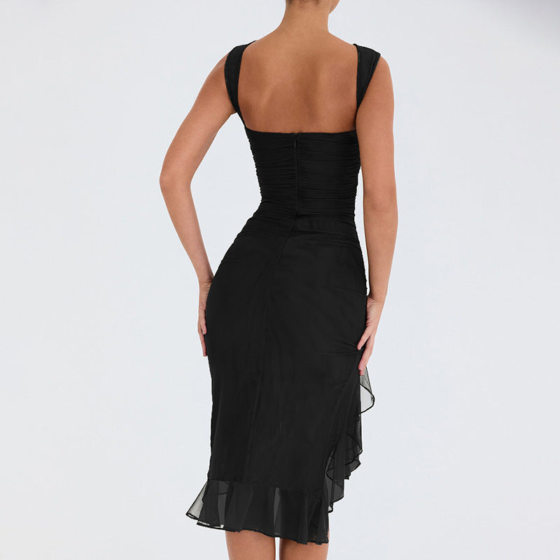 Rochie Party Silueta Skinny - Fără Mâneci, Vară 2025, Club Dresses, Culori Uni -