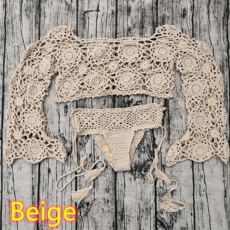 Europe And America Hand Crochet Bikini Set -