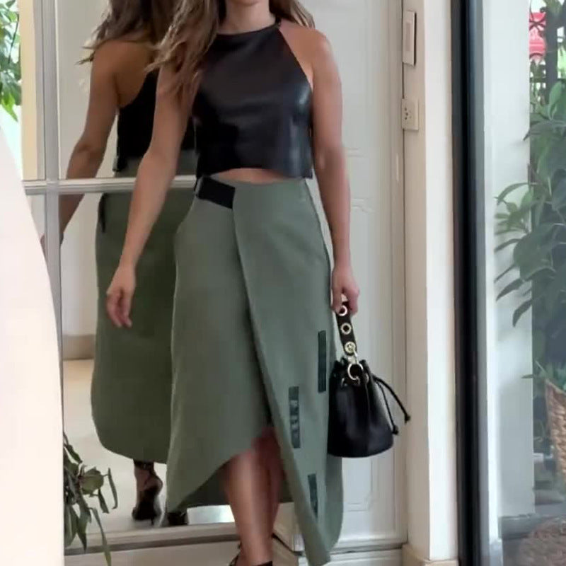 Summer New Fashion Halter Short Dress Fashionable Skirt Two-piece Set -
