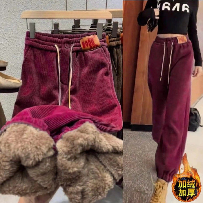 Velvet Sweatpants Lamb Velvet Warm -